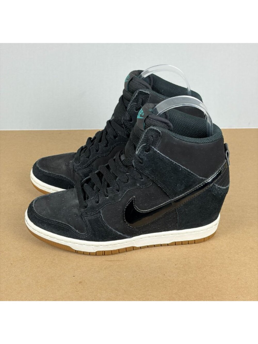 Nike Dunk Sky Hi Leather Hidden Wedge Athletic Shoes Womens 5.5 Black Lace Up - Picture 10 of 10